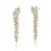Genevive Jewelry Women's Yellow Gold Plated With Clear Cubic Zirconia Waterfall Cluster Linear Earrings In Gold