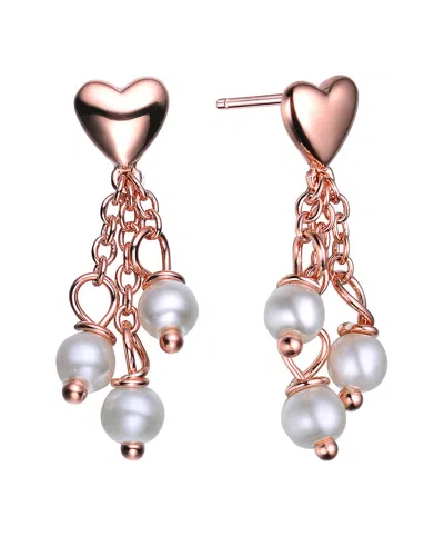 Genevive Kids 18k Rose Gold Vermeil Cz Earrings In Pink