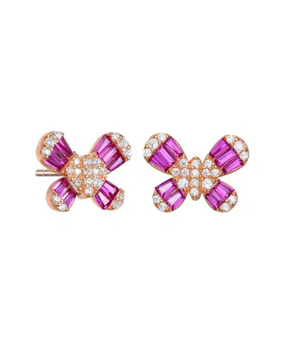 Genevive Kids 18k Rose Gold Vermeil Cz Earrings