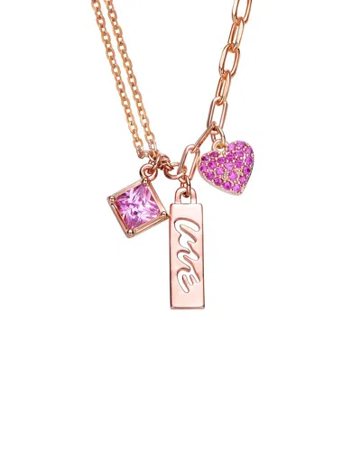 Genevive Kids 18k Rose Gold Vermeil Cz Love Necklace