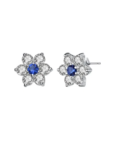 Genevive Kids Silver Cz Flower Earrings