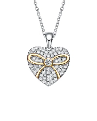 Genevive Kids Two-tone Over Silver Cz Pendant Necklace