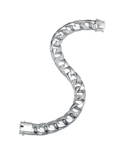 Genevive Mens Rhodium-plated With Iced Out Cubic Zirconia M In Silver