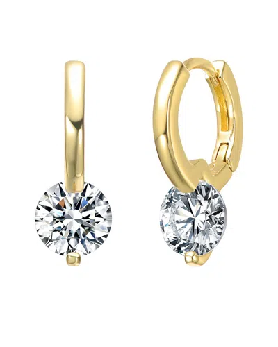 Genevive Moissanite Clear Sterling Silver Drop Hoop Earring In Multi