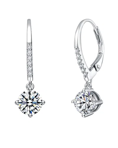 Genevive Moissanite Sterling Silver White Gold Plated With In Gray