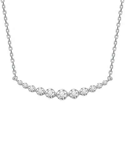 Genevive Moissanite Sterling Silver White Gold Plated With In Blue