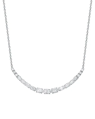 Genevive Moissanite Sterling Silver White Gold Plated With In Gray