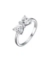 Genevive Moissanite Sterling Silver With A Bow-tie Heart Pr In Multi