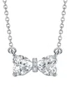 Genevive Moissanite Sterling Silver With Bow-tie Heart Pend In Gray