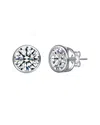 Genevive Moissanite Sterling Silver With Modern Bezel Stud In Gray