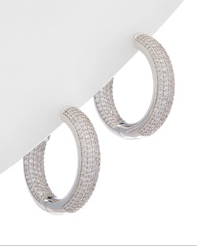 Genevive Pave Cz Plated Hoop Earrings
