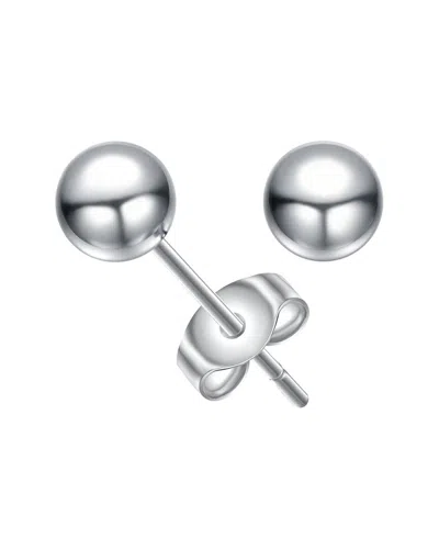 Genevive Plated Ball Earrings In Silver