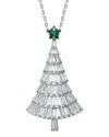 Genevive Christmas Tree Cubic Zirconia White And Emerald Green Pendant/brooch Pin