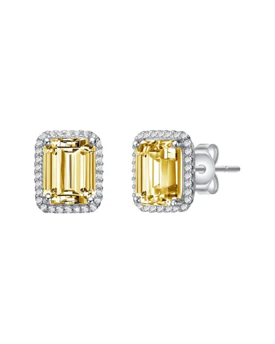 Genevive Plated Cz Square Earrings In Metallic