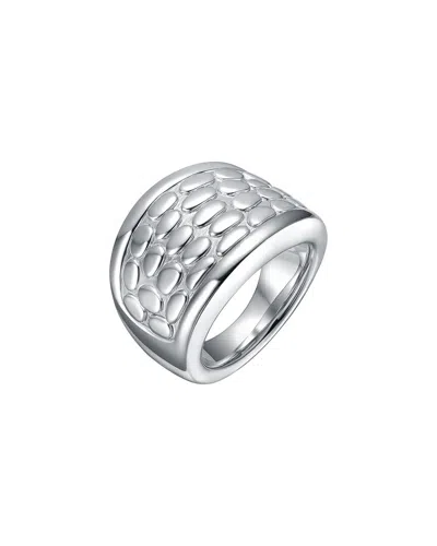 Genevive Plated Textured Ring In Red