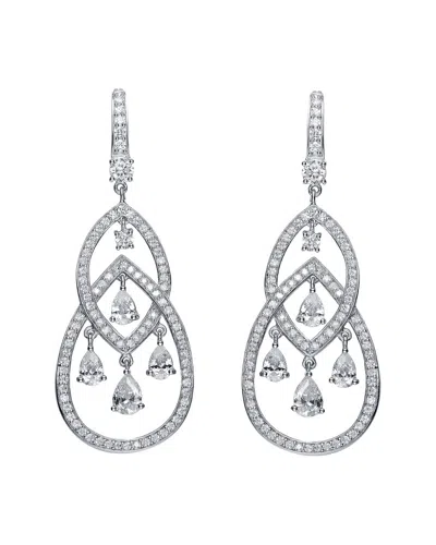 Genevive Platinum Over Silver Cz Tiered Earrings