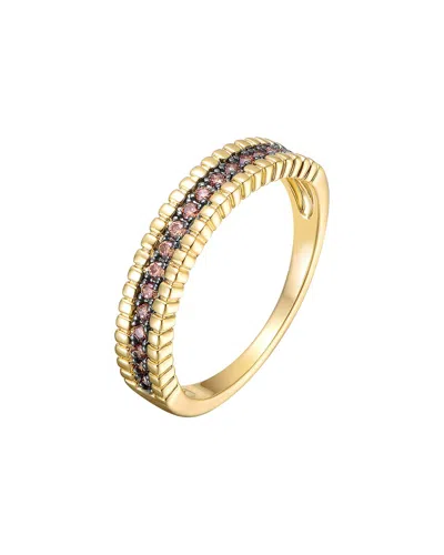 Genevive Rachel Glauber 14k Plated Cz Black Plated Ring In Gold