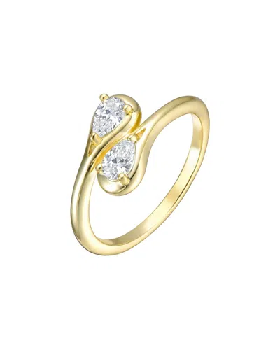 Genevive Rachel Glauber 14k Plated Cz Bypass Ring In Gold