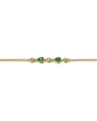 Genevive Rachel Glauber 14k Plated Cz Chain Bracelet In Gold