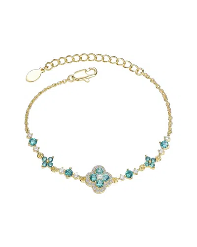 Genevive Rachel Glauber 14k Plated Cz Floral Design Bracelet In Multi