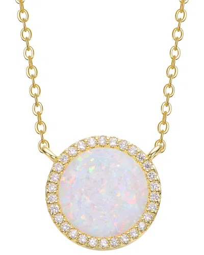 Genevive Rachel Glauber 14k Plated Cz Opal Necklace In Multi