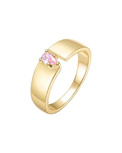 Genevive Rachel Glauber 14k Plated Cz Open Ring In Gold