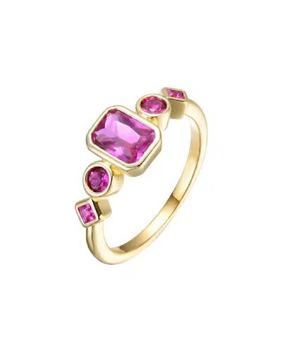 Genevive Rachel Glauber 14k Plated Cz Ring In Pink