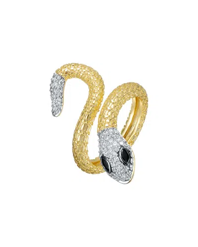 Genevive Rachel Glauber 14k Plated Cz Snake Design Ring In Gold