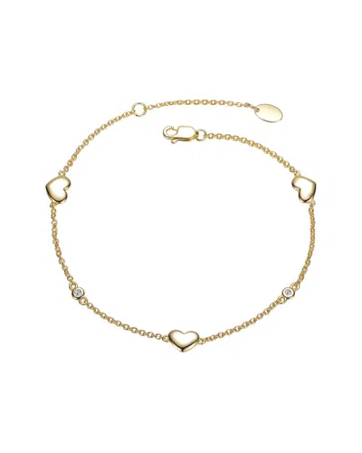 Genevive Rachel Glauber 14k Plated Cz Station Bracelet In Gold