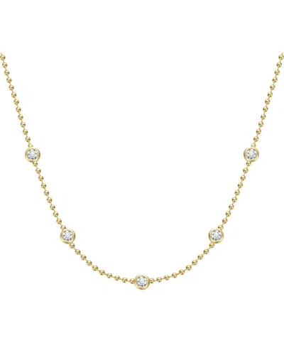 Genevive Rachel Glauber 14k Plated Cz Station Necklace In Multi