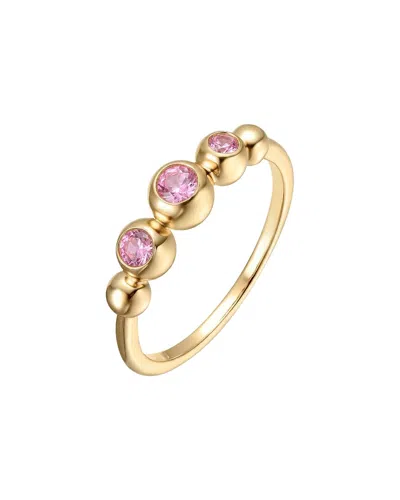 Genevive Rachel Glauber 14k Plated Cz Three Stone Ring In Multi