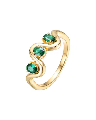 Genevive Rachel Glauber 14k Plated Cz Three Stone Ring In Gold