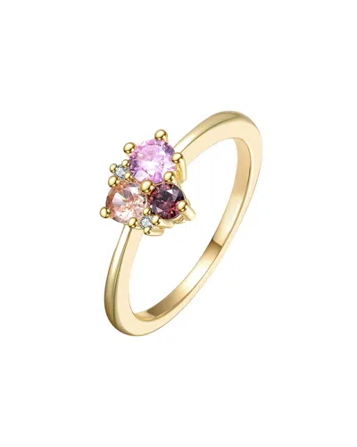 Genevive Rachel Glauber 14k Plated Cz Three Stone Ring In Gold