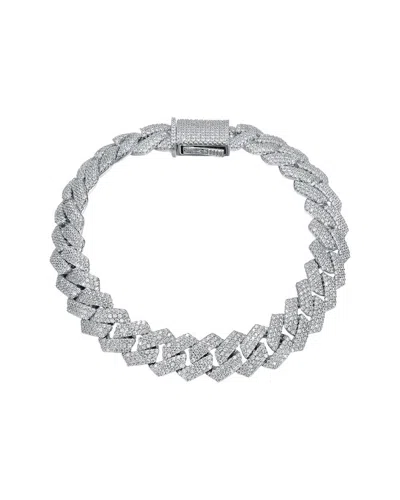 Genevive Rachel Glauber Plated Cz Cuban Link Bracelet In Transparent