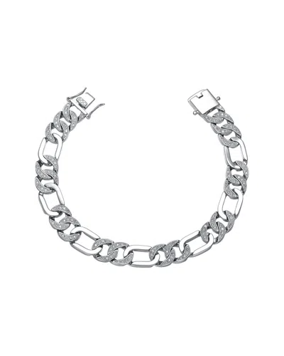 Genevive Rachel Glauber Plated Cz Link Chain Bracelet In Silver