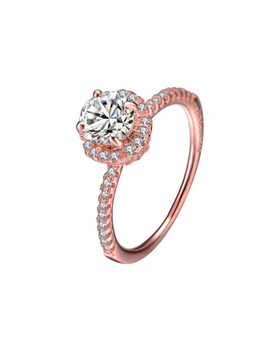 Genevive Rose Gold Vermeil Cz Ring In Pink