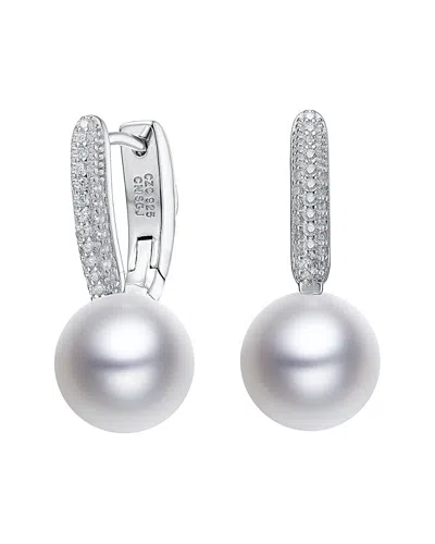 Genevive Silver 10mm Shell Pearl Earrings