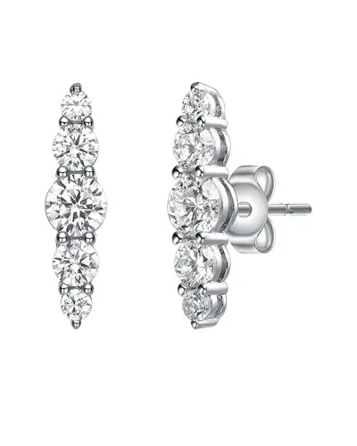 GENEVIVE GENEVIVE SILVER CZ 5-STONE LINEAR JOURNEY EARRINGS