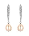 Genevive Silver Cz 8-10mm Pearl Drop Earrings