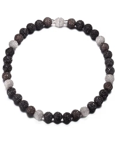 Genevive Silver Cz Ball Necklace In Black