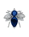 Genevive Gv Cubic Zirconia Sterling Silver White Gold Plated Bee Pin