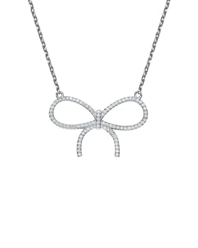 Genevive Silver Cz Bow Necklace