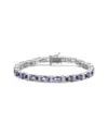 Genevive Silver Cz Bracelet In Blue