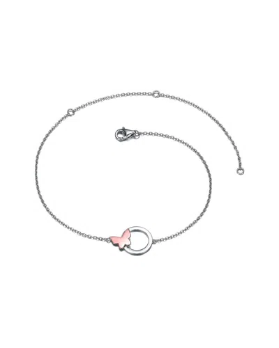 Genevive Silver Cz Butterfly Charm Ankle Bracelet