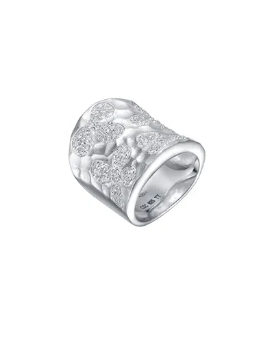 Genevive Silver Cz Cuff Ring In White
