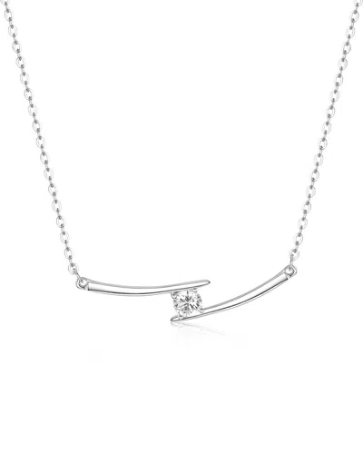Genevive Silver Cz Double Bar Necklace