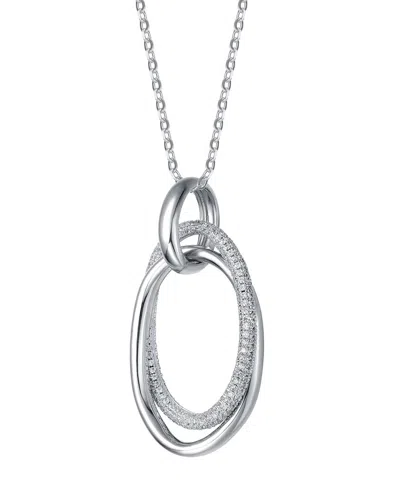 Genevive Silver Cz Double Entwined Oval Eternity Circle Pendant