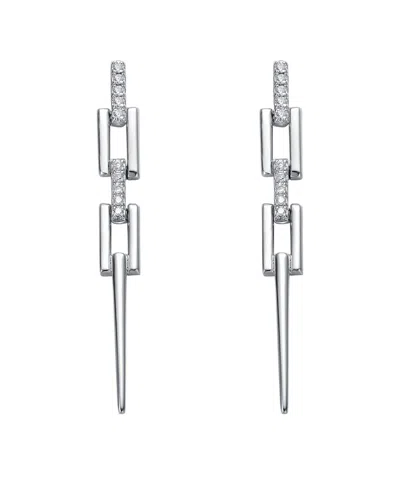 Genevive Silver Cz Drop Earrings