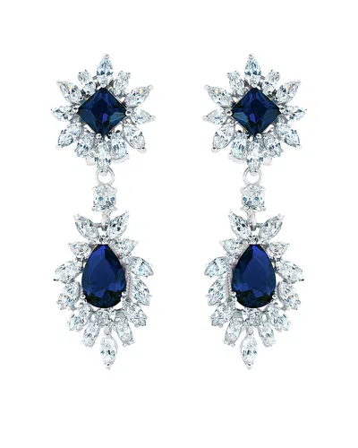 Genevive Silver Cz Drop Earrings