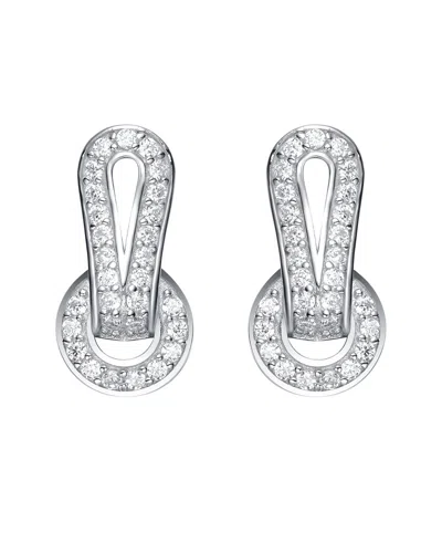 Genevive Silver Cz Drop Earrings In White
